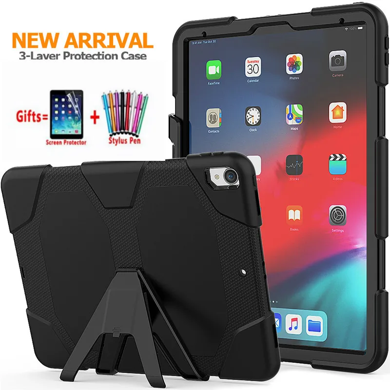 Для Apple iPad Pro 12,9 дюймов чехол сверхмощный ПК+ Силиконовый защитный чехол для нового Pro 12,9 Броня Kickstand Крышка+ пленка