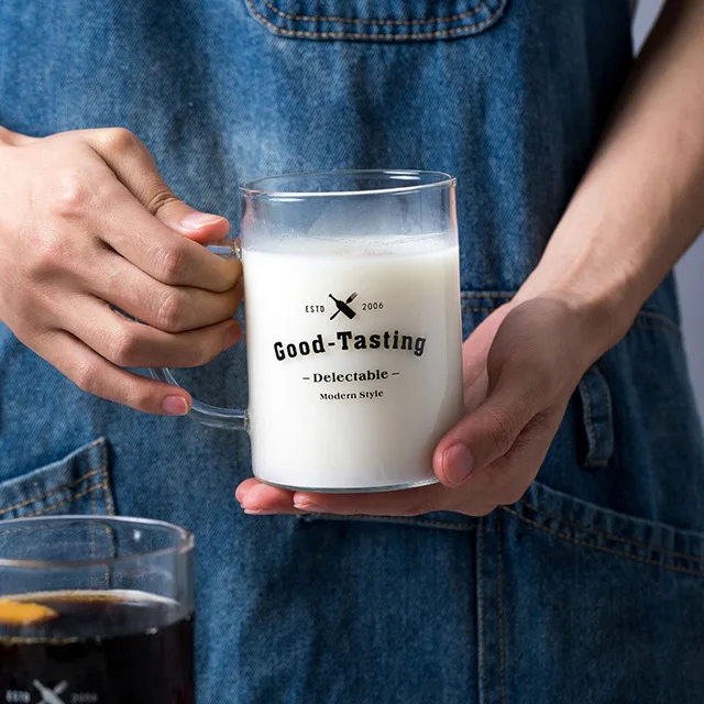 Черный Утолщенной высокой температуры стеклянная кружка, Рождество mugMilk чашки письмо холодная питьевая чашка десертная чашка уникальный подарок - Цвет: Черный
