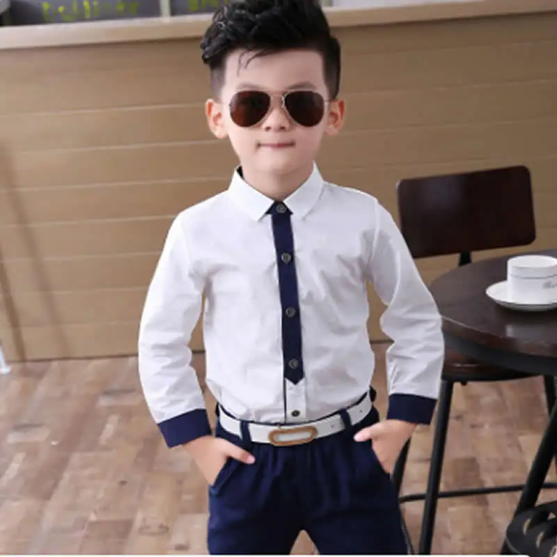 White tshirt Han edition/детская одежда весенне-осенний костюм для мальчиков Детский костюм платье с цветочным рисунком для девочек из двух предметов - Цвет: White tshirt