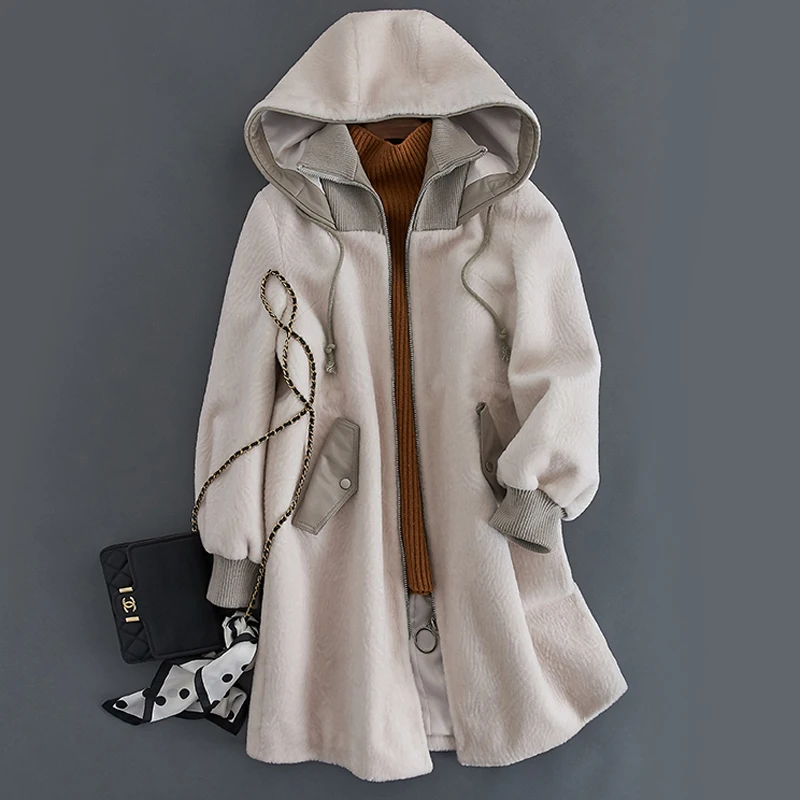 Conception De Chaud Phoenix Nouveau Mode Hiver Manteau Capuche Rice Longue Femmes Moderne Cisaillement Veste Fourrure Avec White Épais 80816e Réel 7xqfB4n5wx