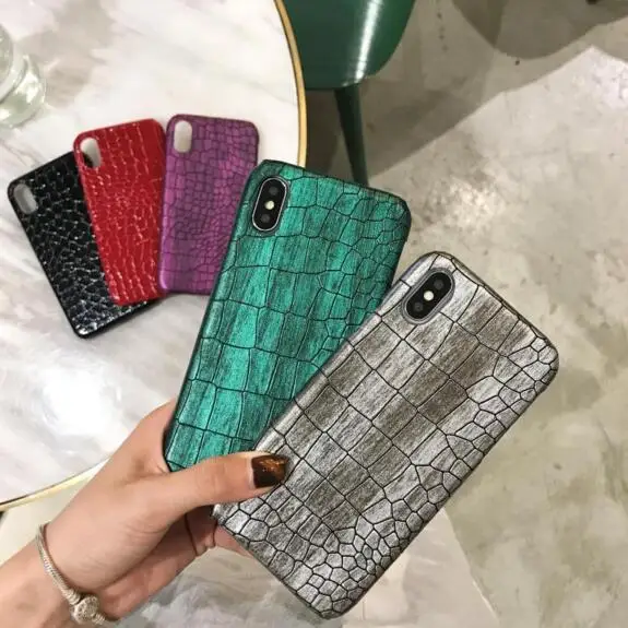 3D чехол из крокодиловый кожи для iPhone X XS MAX XR 10 8 7 6 S plus Funda черный красный зеленый