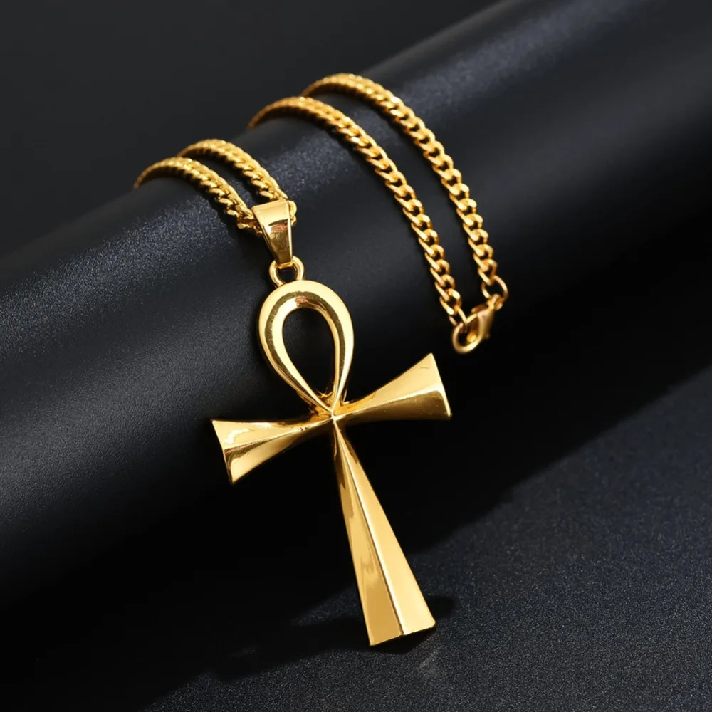 Meaning "life" Egyptian Ankh Pendants Necklace In Stainless Steel Hieroglyph Jewelry With Free
