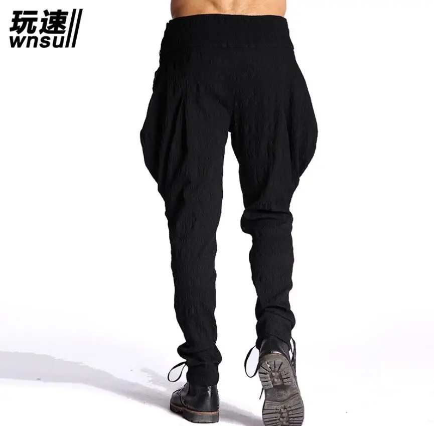 Брюки мужские из хлопка и льна модные модельные штаны стилист танцоры