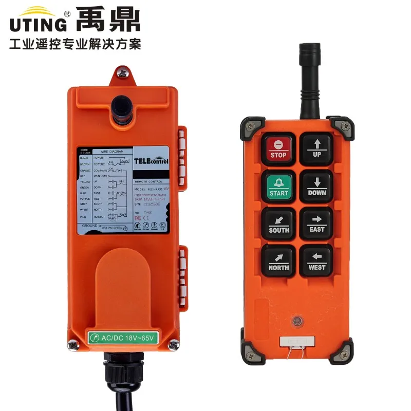 

TELEcontrol Industrial Wireless Remote Control F21-E1B for Hoist Crane Remote Control CE FCC 8 Channels Controller