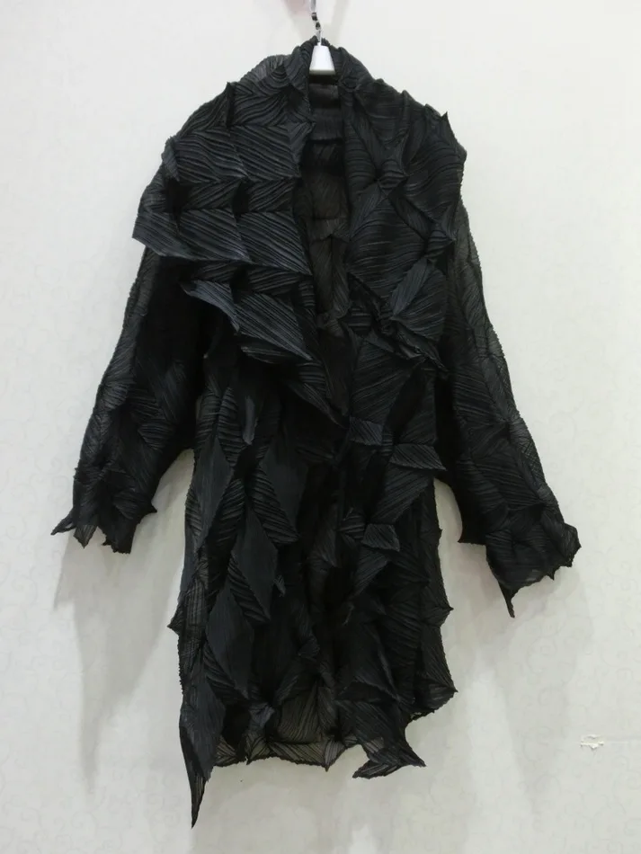 Changpleat Осень Женская куртка Miyak плиссированные модные большие стрейч с длинным рукавом нерегулярные женские куртки кардиган пальто плюс размер