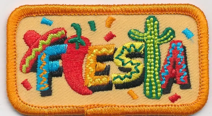girl boy cub FIESTA FUN Mexican Party Food patches crests badges SCOUTS GUIDES-2.5-2.5