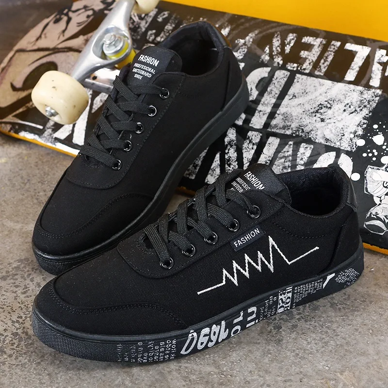 

2019 New Spring Autumn Running Canvas Shoes Men Fashion Low top Black Men Shoes Comfort Light Lace up Sneakers Casual Air Shoes