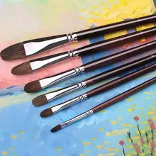 Фиолетовые печатные круглые ручки наборы кистей для рисования Волчья шерсть лучшая кисть для рисования на холсте акриловая краска масляная краска высшее качество художественная