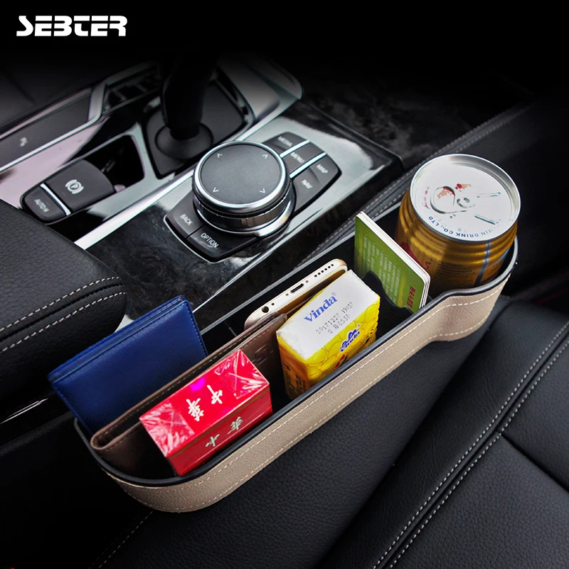 

SEBTER Storage Box Car Organizer Seat Gap Leather Case Pocket Car Seat Side Slit for Wallet Phone Coins Cigarette Keys Cards