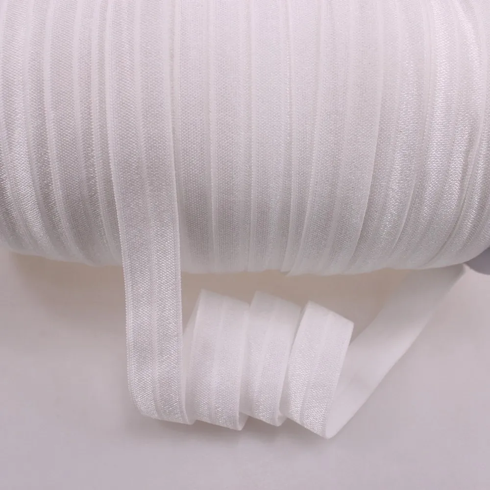 

5/8" inch #000 Off white FOE solid Fold Over Elastic Shiny for elastic Headbands Hair Ties Hairbow 50yards 100