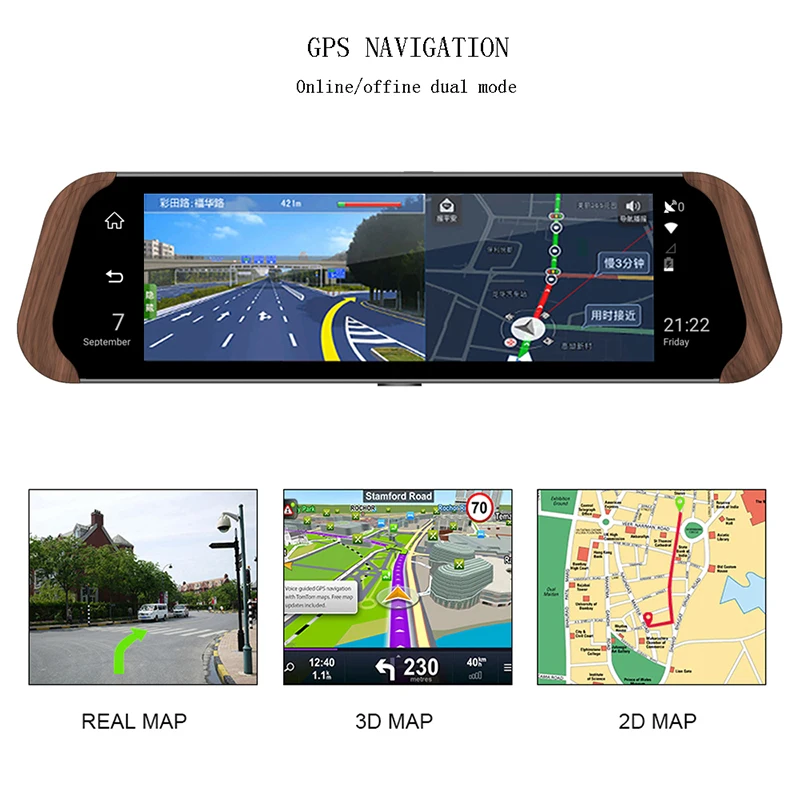 Автомобильный видеорегистратор с 10 дюймовым экраном 4G Android ADAS GPS Bluetooth Wi Fi FHD 1080P