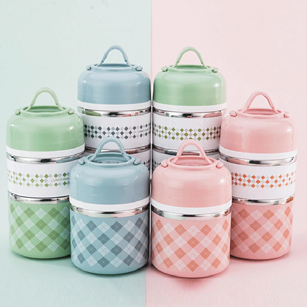 

304 Stainless Steel Portable Thermal Lunch Box Office Lunchbox Sealed Thermos Lunch Box Food Container 630/960/1230 Ml