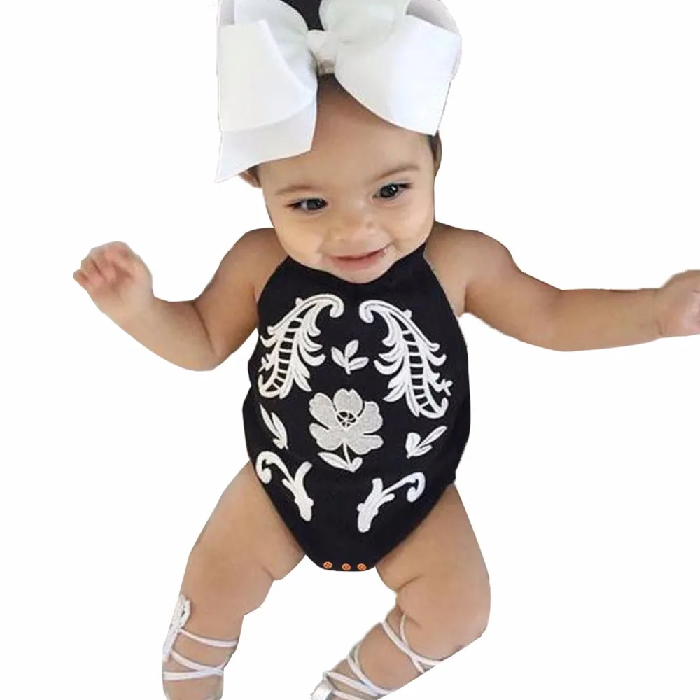 

Summer Outerwear Bodysuits For Girls Cute Onesie Sleeveless Halter Coveralls Knitting Pattern Toddler Children Jumpsuits 0-18M