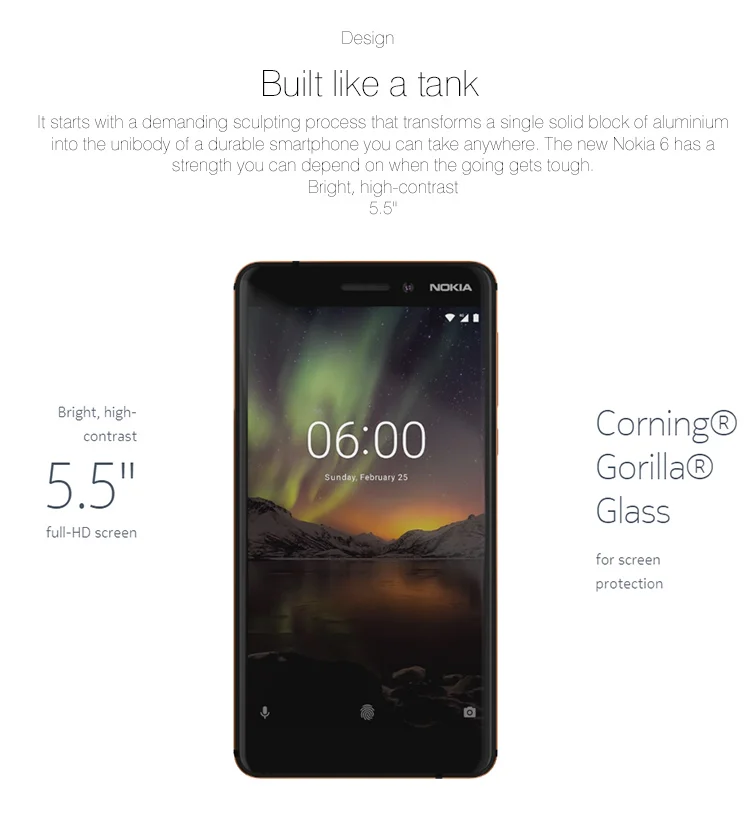 Stock in Europe New NOKIA 6 4GB RAM 64GB ROM Qualcomm Snapdragon 630 2.2GHz Octa Core 5.5 Inch 2.5D IPS Corning Gorilla Glass FHD Screen Dual Camera Android 7.1 4G LTE Smartphone