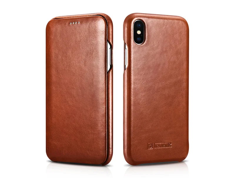 ICARER чехол из натуральной кожи для iPhone Xs XS Max, роскошный флип-чехол для iPhone Xs Max XR X XS, кожаный чехол для телефона s Coque - Цвет: Brown