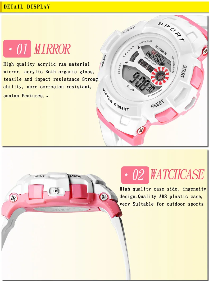 SYNOKE детские спортивные часы Мода светодиодный цифровые часы Детские 30 м водостойкий двойной дисплей наручные часы для подарок для