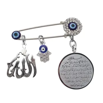 

ZKD muslim islam AYATUL KURSI Allah Turkish evil eye hamsa hand of fatima Baby Pin Stainless Steel Scarf Hijab brooch