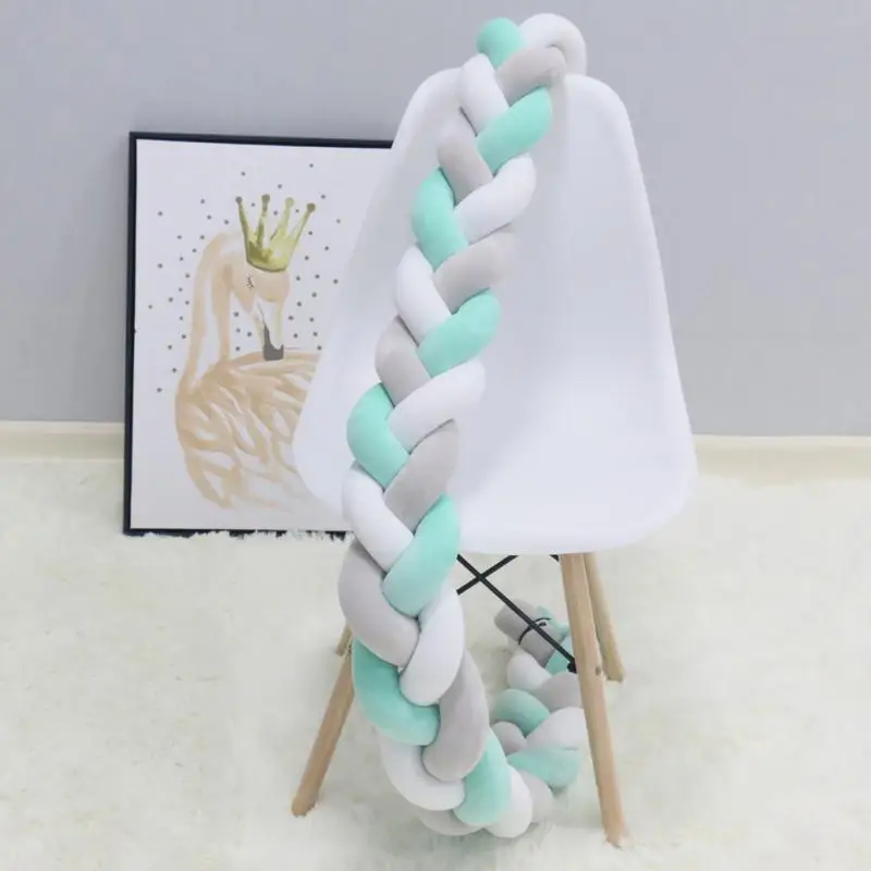 2M/3M Baby Bed Bumper Pillow Braided Cushion Bed Cradle Decor Plush Knotted Infant Bedding Accessories