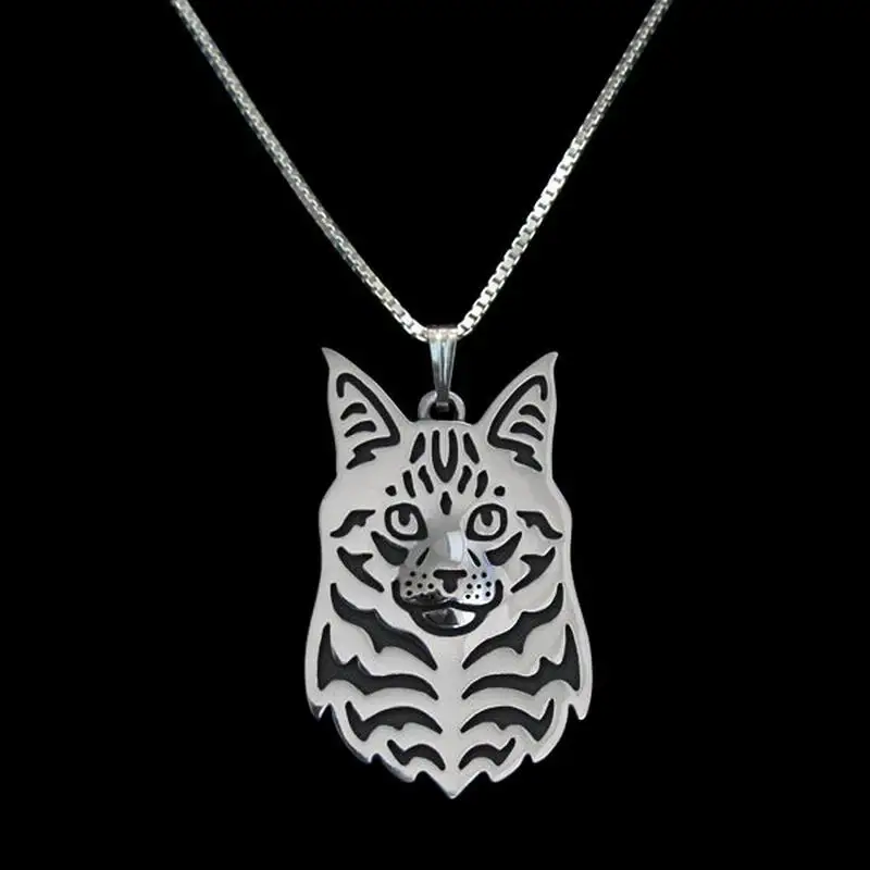 Модные женские ожерелья с котом из мейн-Куна, ювелирные изделия для влюбленных, сплав, ожерелья в форме кошки, Прямая поставка - Окраска металла: Посеребренный
