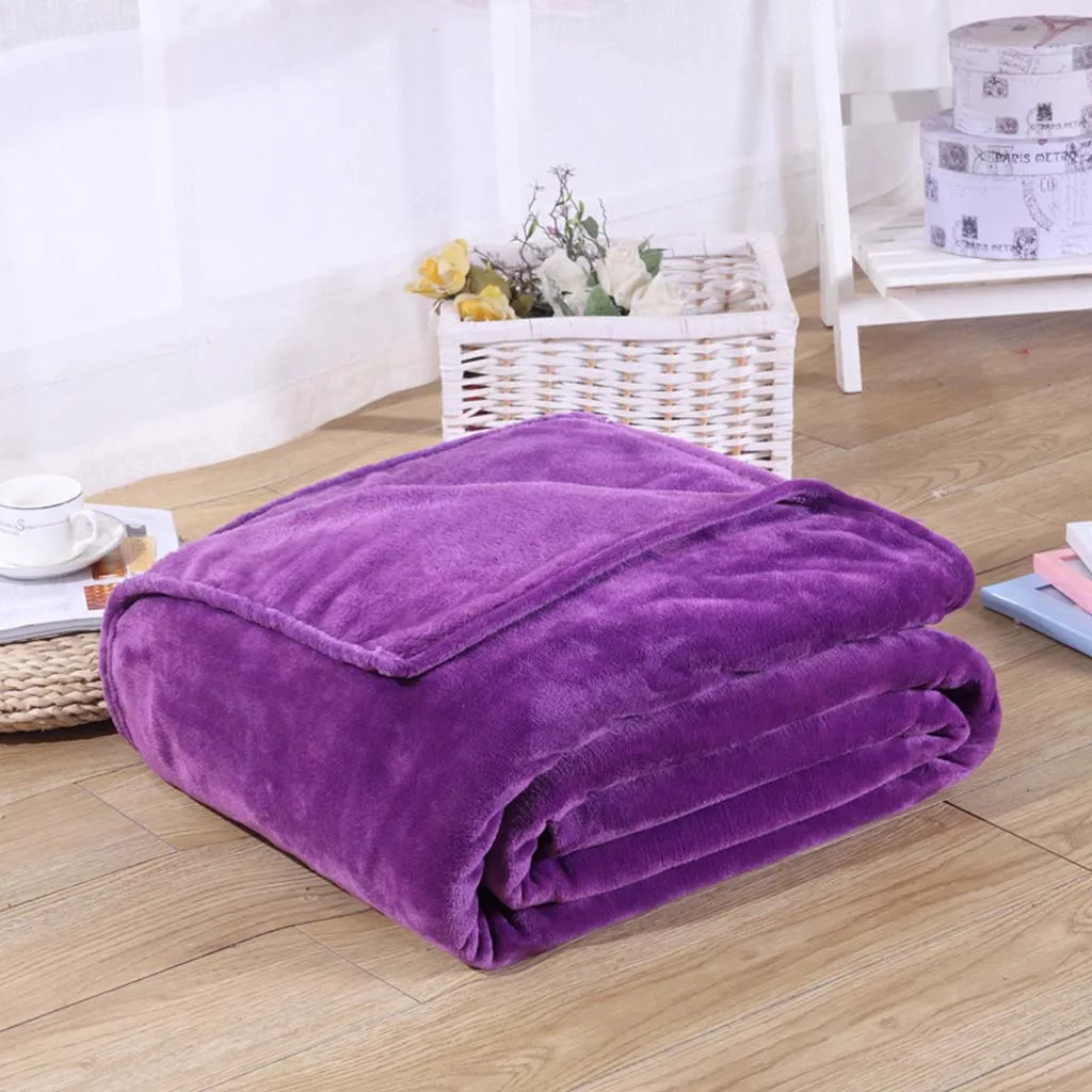 Домашний текстиль, сплошной воздух/диван/постельные принадлежности, фланелевое одеяло, зимняя теплая мягкая простыня, 100*140 см, 150/180*200 см, 200*230 см - Цвет: Purple