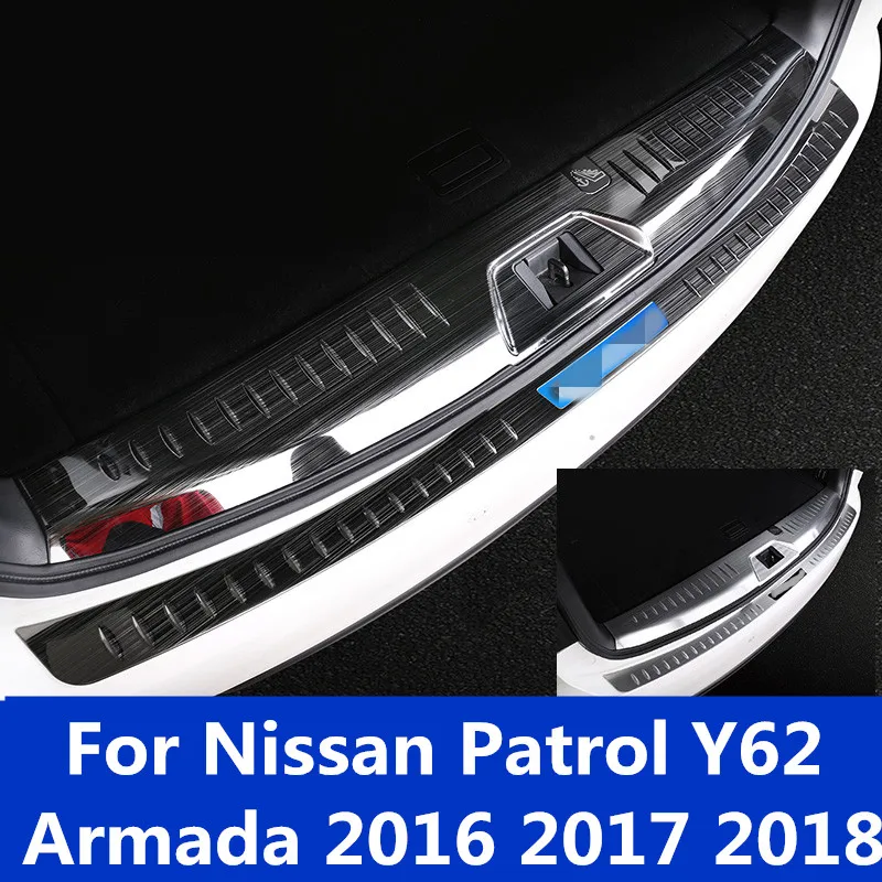 

Stainless Steel threshold Article Welcome pedal Rear Guard Tailgate Bright strip For Nissan Patrol Y62 Armada 2016 2017 2018