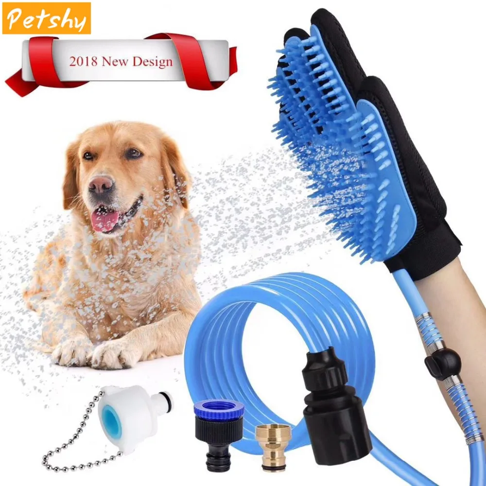 

Petshy Dog Cat Bath Shower Sprayer Pet Silicone Bathing Massage Glove Dogs Sprayer Scrubber Grooming Cleaning Brush Bathing Tool