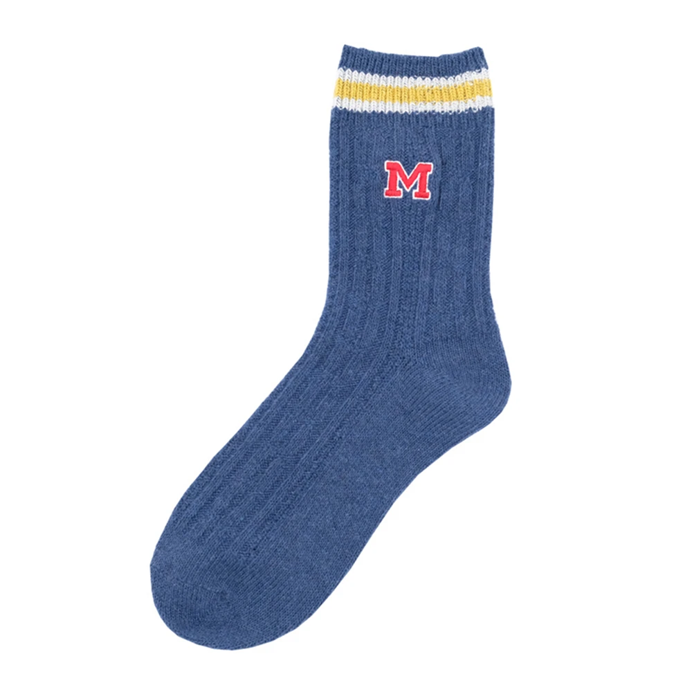 

Women's autumn winter cotton wool socks warm thick fashion casual letters M embroidery college wind girls wild funny happy socks