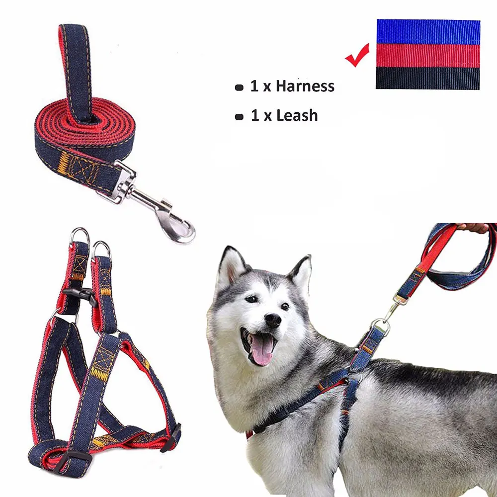 

Puppy Dog Vest Harnesses Lead Set Cowboy Traction Rope Strong Leash Dog Collar Teddy Pet Training Supplies Large Dogs Harnesses