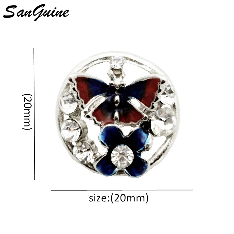 

New Snap Jewelry Big Rhinestone butterfly Flower Snap Buttons for Women Ginger Buttons Jewelry fit 18mm Snap Bracelet Bangles