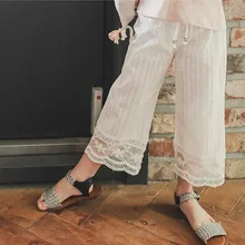 6L210 кружевные широкие хлопковые леггинсы для маленьких девочек детские штаны брюки весенне-осенней детской одежды для малышей