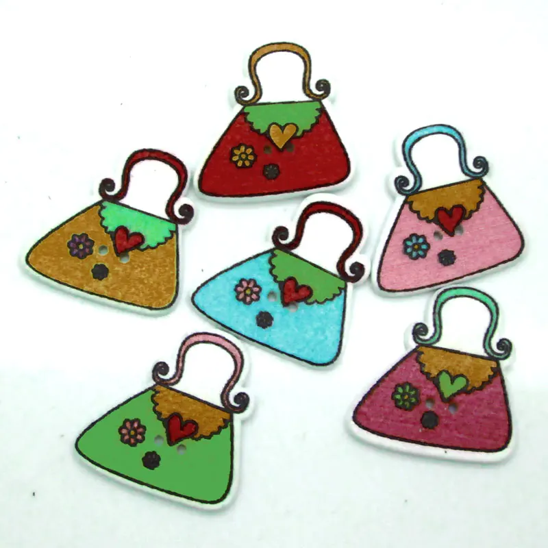 

50pcs Mixed Bag Wooden Sewing Buttons For Clothing Needlework Scrapbooking Wood Botones Decorative Crafts Diy Accessories