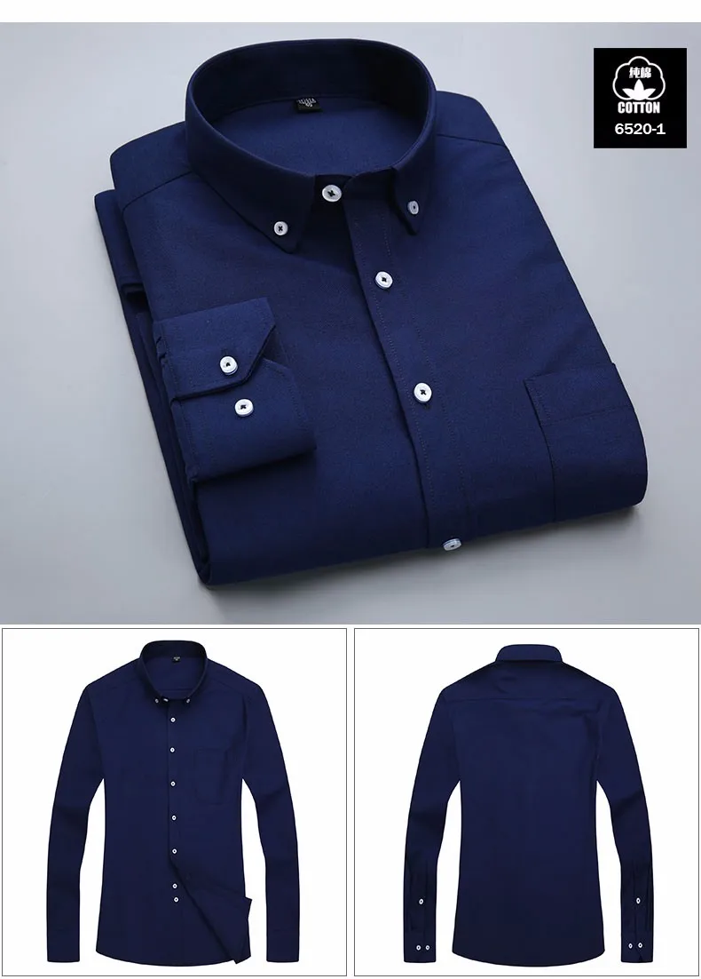 Высокое качество, хлопок, Мужская брендовая нежелезная одежда, одноцветная оксфордская рубашка, Мужская классическая клетчатая/полосатая Повседневная джинсовая рубашка