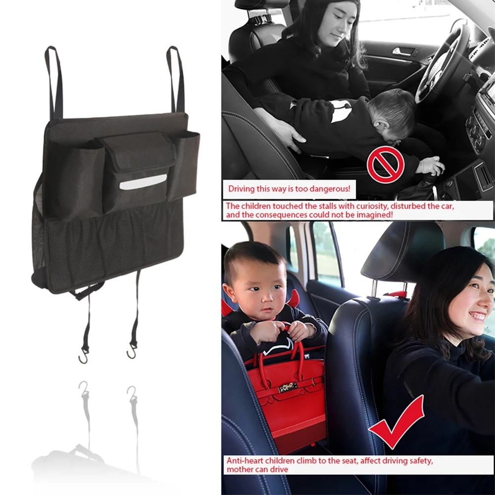 Car Seat Back Storage Bag Travel Multi-function Hanging Tidy Nets Pocket Trunk Organizer Drinks Auto Kid Safe Car Accessories