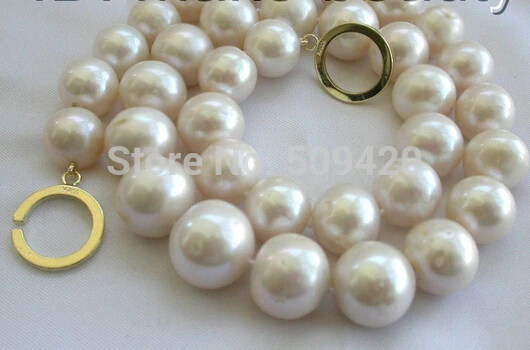 

W&O653 >stunning wow big 13mm round white freshwater cultured pearl necklace