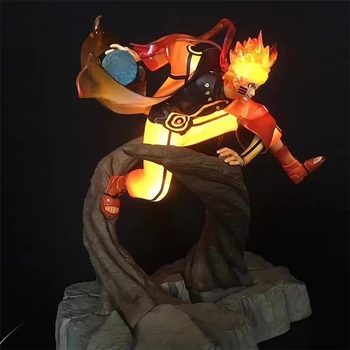 

2019 New 25cm Anime Figure Uzumaki Naruto Celestial Nine Tails Mode Pvc Action Figure Flash Led Light Collection Toy Figurine