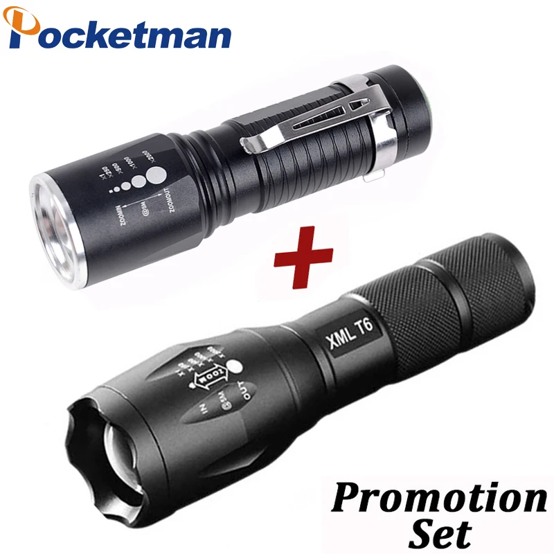 

Portable Flashlight 8000 Lumens XM-L T6 torch Zoomable 5 Modes Lamp waterproof Torch 18650/AAA Powerful