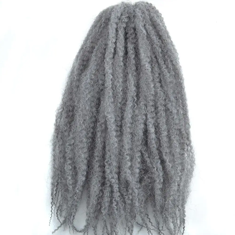 Афро кудрявый марли косички волос твист крючком косички волос 18 ''Chorliss синтетические косички волос коричневый жук черный белый волос оптом - Цвет: # Серый