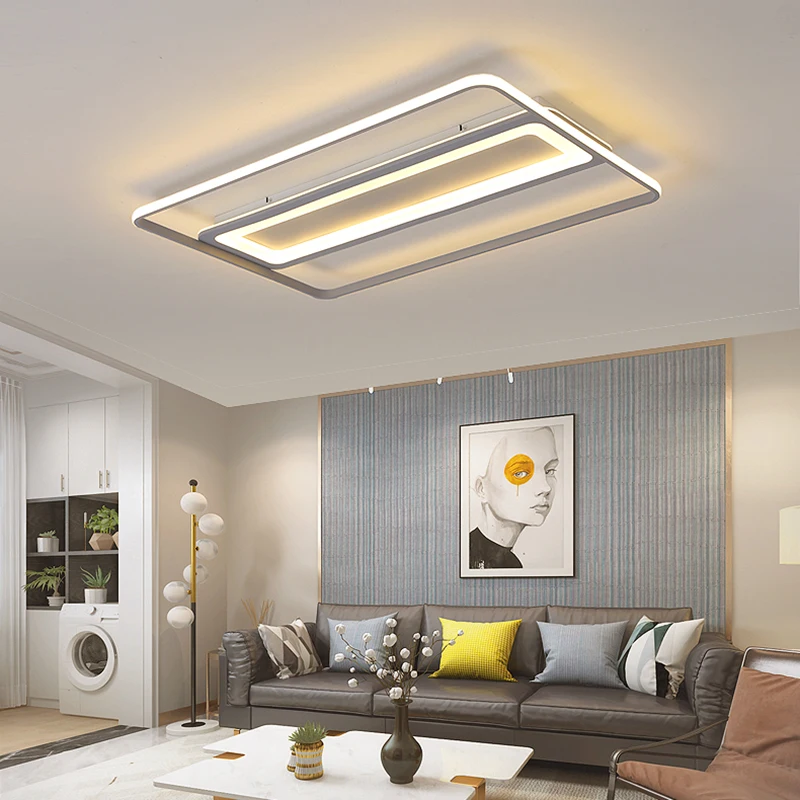 

New Grey Color Surface Mounted Modern led Chandelier Aluminum+Acrylic Marks Rectangle/Square/Round Ceiling Chandeliers