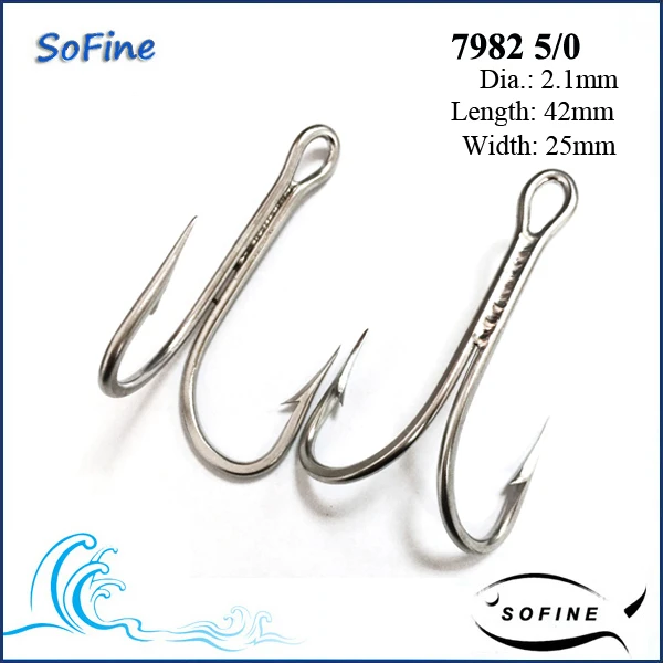 7982 5/0 *30 Pcs/Pack Stainless Steel Double Weld Fish Hooks Stainless  Steel Double