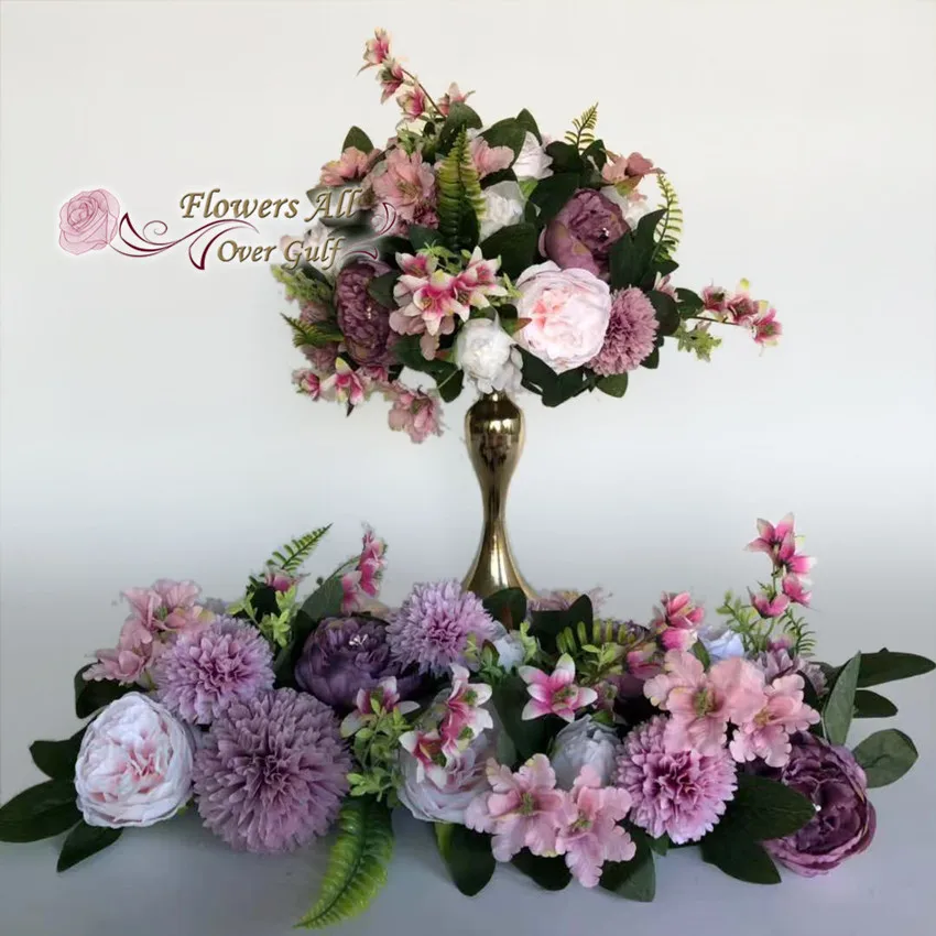 3D Artificial Silk Flower Ruuner Rose new Hydrangea Leaf Table Runner Wedding Party Decoration | Дом и сад