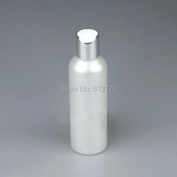 Free Shipping 200ML Empty Press Cap bottles Silver Lid Pearl White