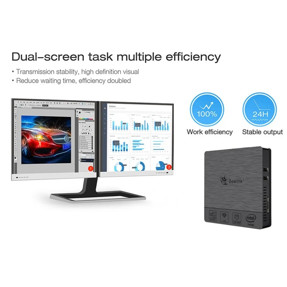 Clearance Mini PC 4+64 GB Intel Atom X5-Z8350 2.4/5.8GHz Dual Band WiFi Bluetooth 4.0 Ethernet 1000Mbps 4