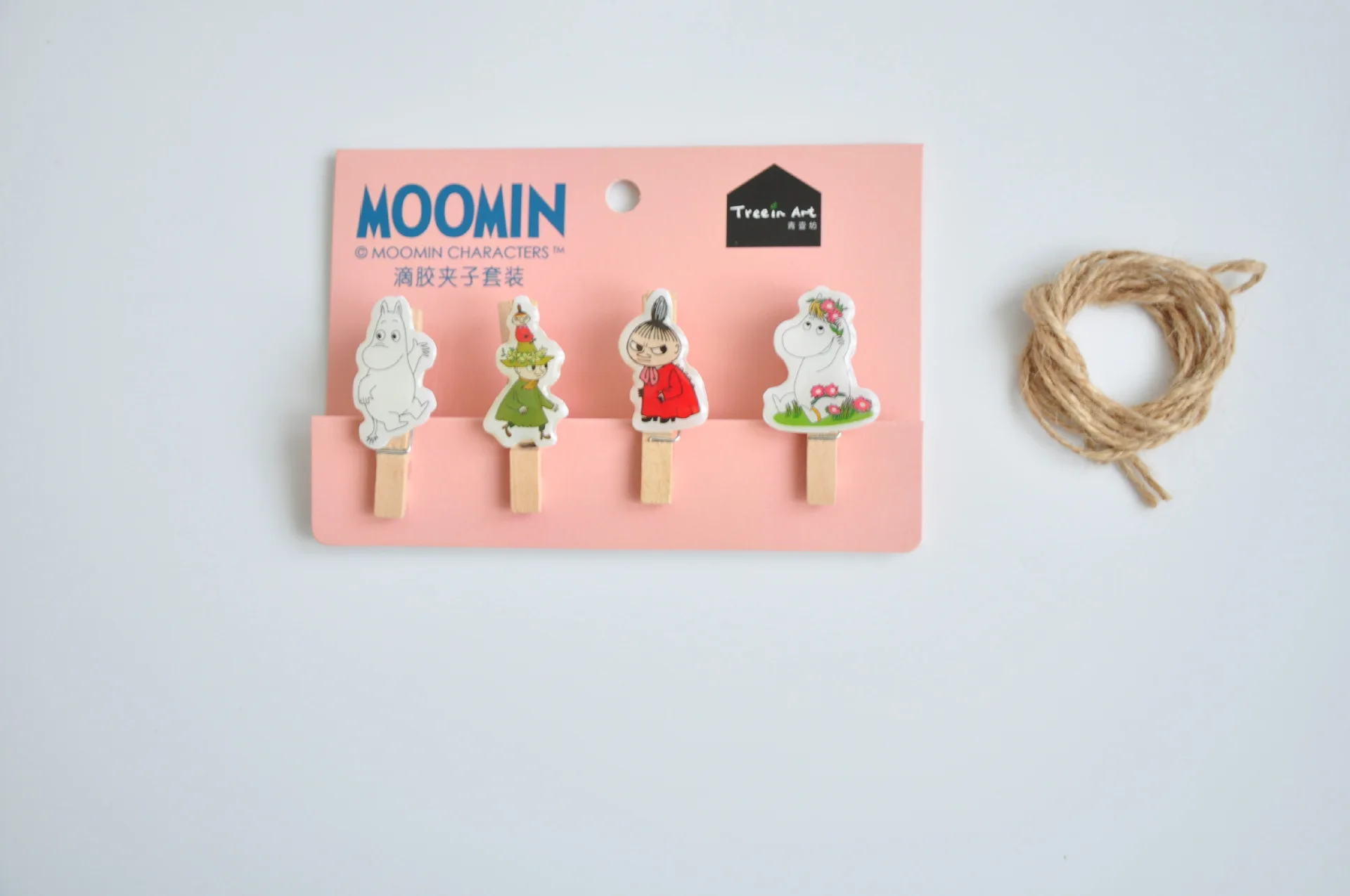 Creative Moomin Series Wooden Photo Clip with Hemp Rope Wall Decoration Message Clip Wedding Decoracion De Fiestas Y Eventos 