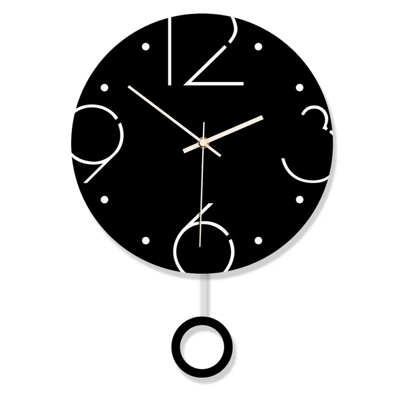 Acrylic swing wall clock creative home black and white decorative clock wall hangings