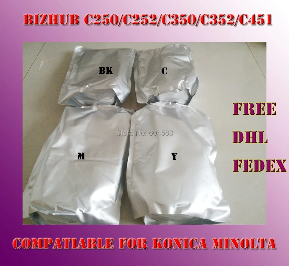 Color toner powder compatible for Konica Minolta Bizhub c250/c252/c350/c352/c451 Free Shipping DHL FEDEX