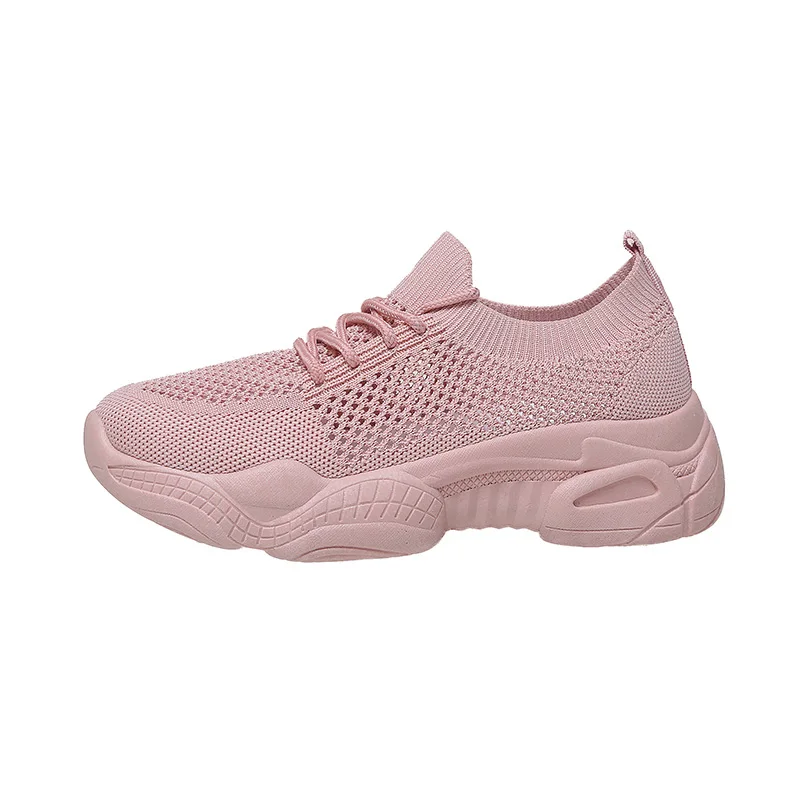 Weweya; женская обувь для бега; коллекция года; женская обувь из сетчатого материала на плоской платформе со шнуровкой; трендовые дышащие женские кроссовки; zapatos de mujer - Цвет: Pink F
