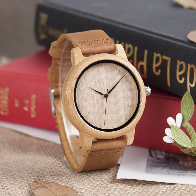 relogio masculino BOBO BIRD Timepieces Men Watch Bamboo Wooden Watches for Men and Women With Soft Leather Strap C-A19