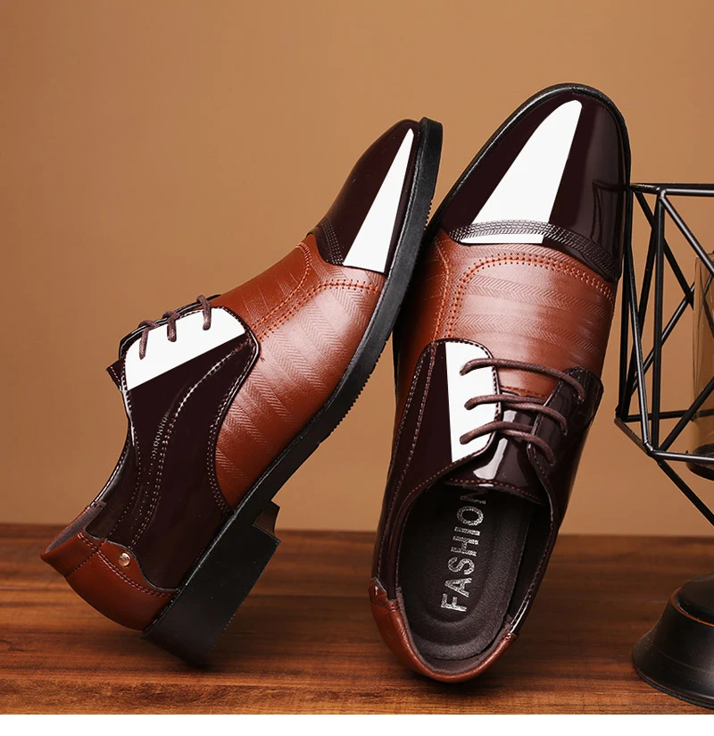 VESONAL/; сезон весна-осень; большие размеры; лакированные кожаные туфли; мужские классические модельные туфли; мужские деловые 8810