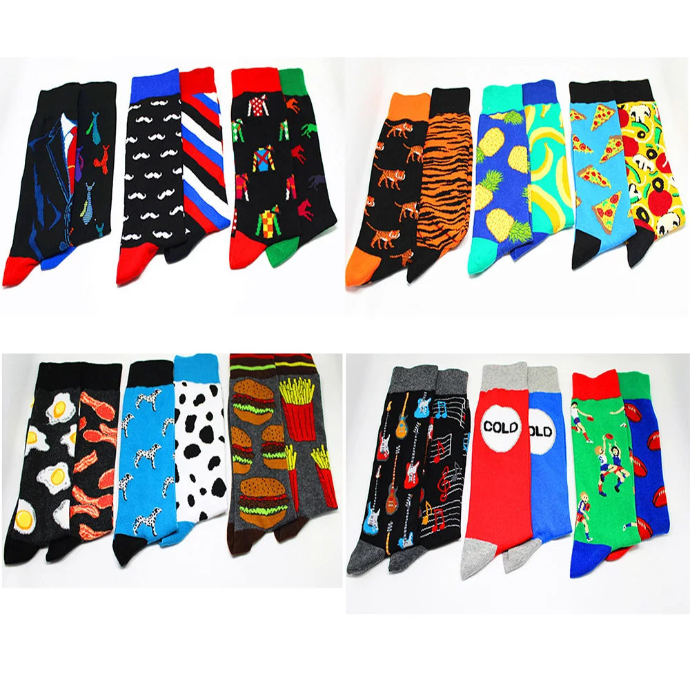 

Fashion Hip Hop Yin Yang A/B Men Socks Cartoon Fruit Personality Skateboard Breathable Happy Socks Calcetines Hombre