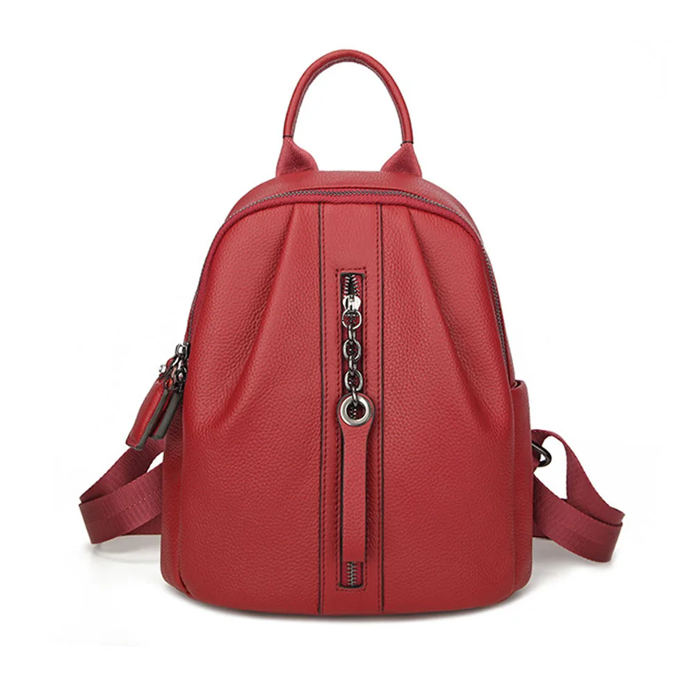 

Adjustable Women Backpack Smooth Artificial Cowhide Leather Anti Theft Lightweight Wear Resistant Casual Large Capacity Gift